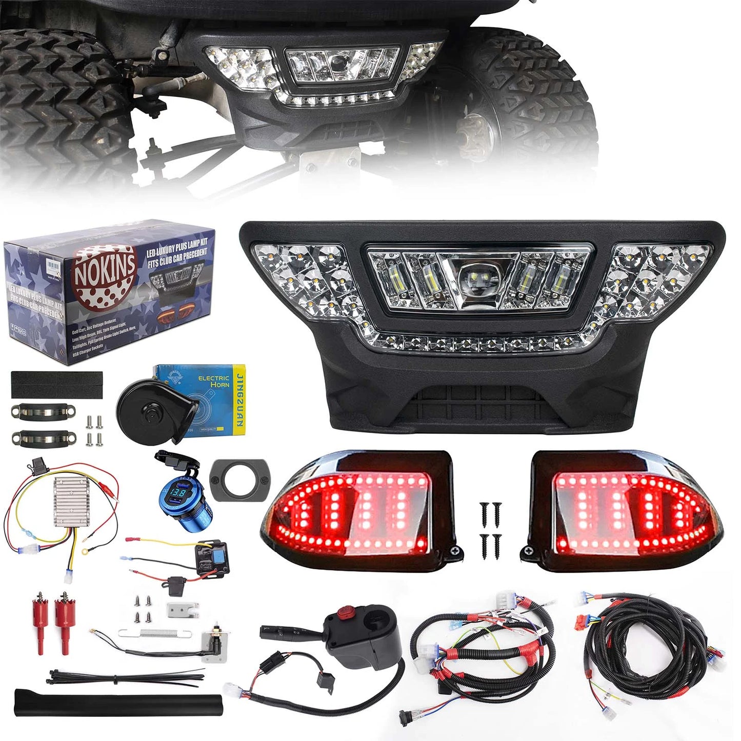 NOKINS Deluxe Plus LED Light Kit for Club Car Precedent Electric & Gas 2004-UP