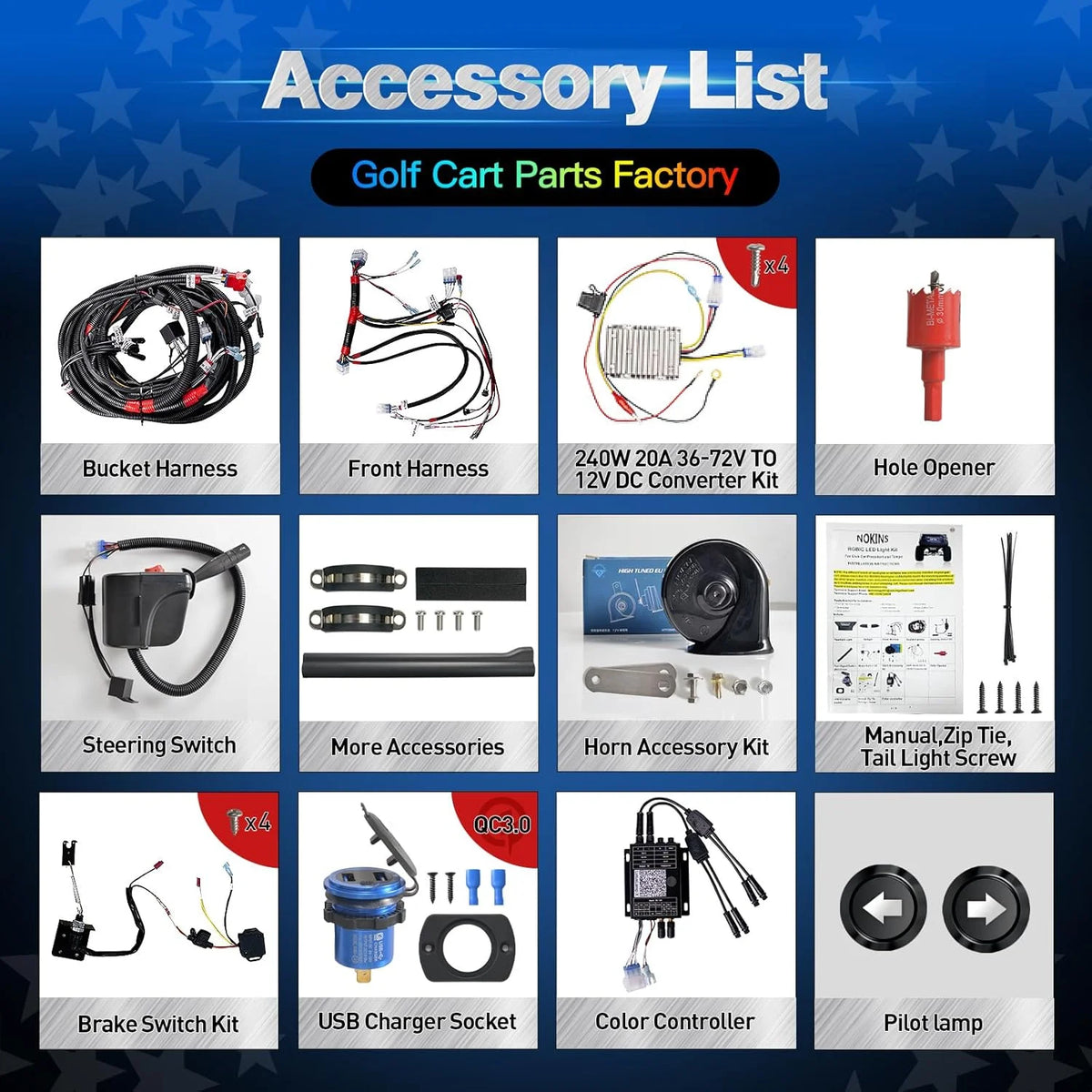 NOKINS RGB Light Kit for Club Car Tempo 2018+
