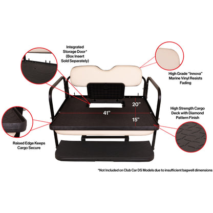 GTW® MACH3 Rear Flip Seat for 2007-16 Yamaha G29-Drive - Buff/White/Black