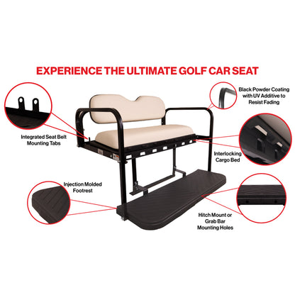 GTW® MACH3 Rear Flip Seat for 2007-16 Yamaha G29-Drive - Buff/White/Black