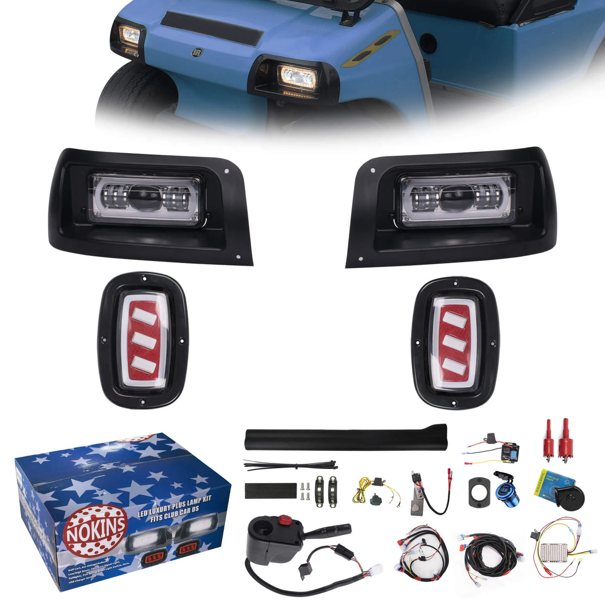 NOKINS Deluxe Plus LED Light Kit Fit Club Car DS 1993-UP