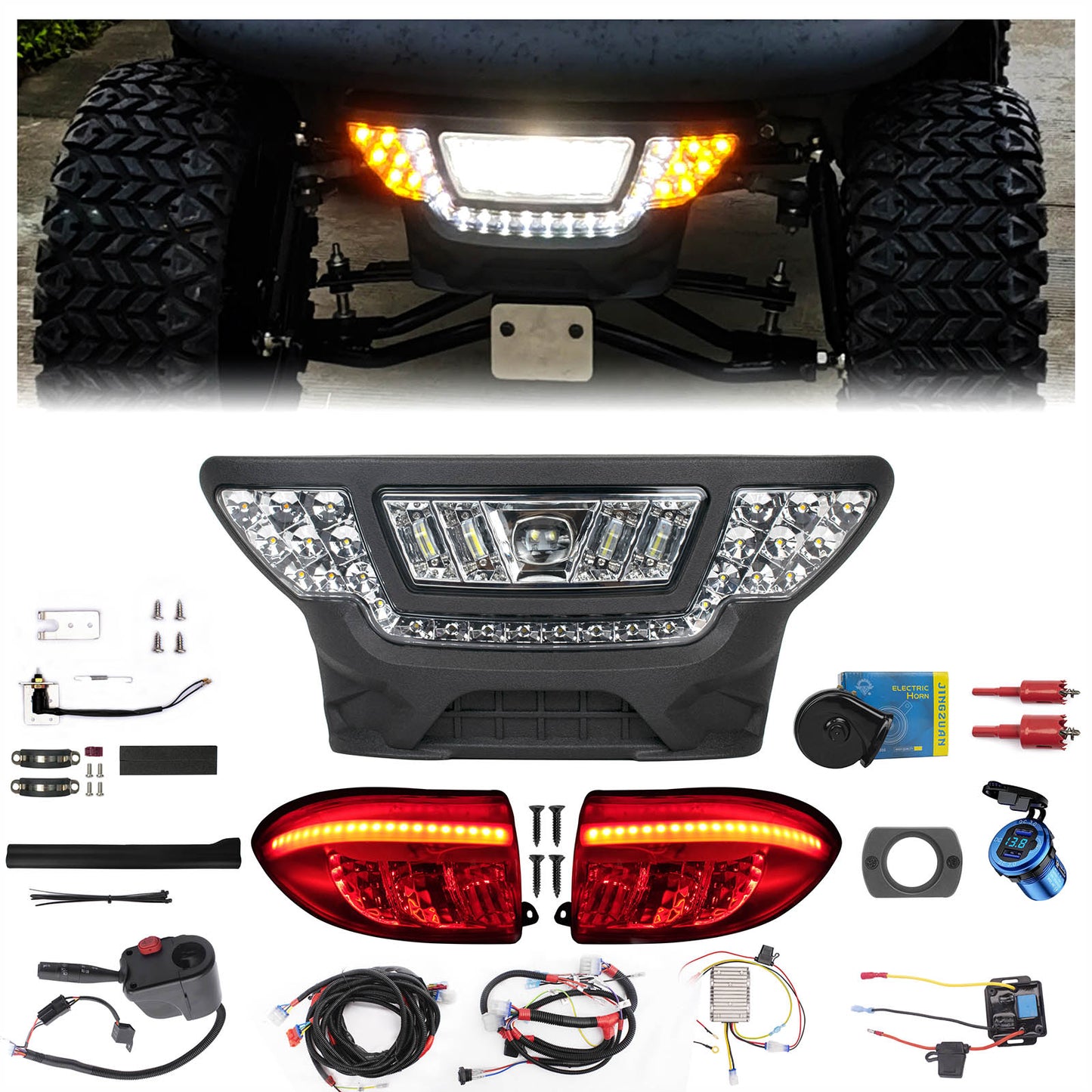 NOKINS Deluxe Plus LED Light Kit for Club Car Precedent Electric & Gas 2004-UP