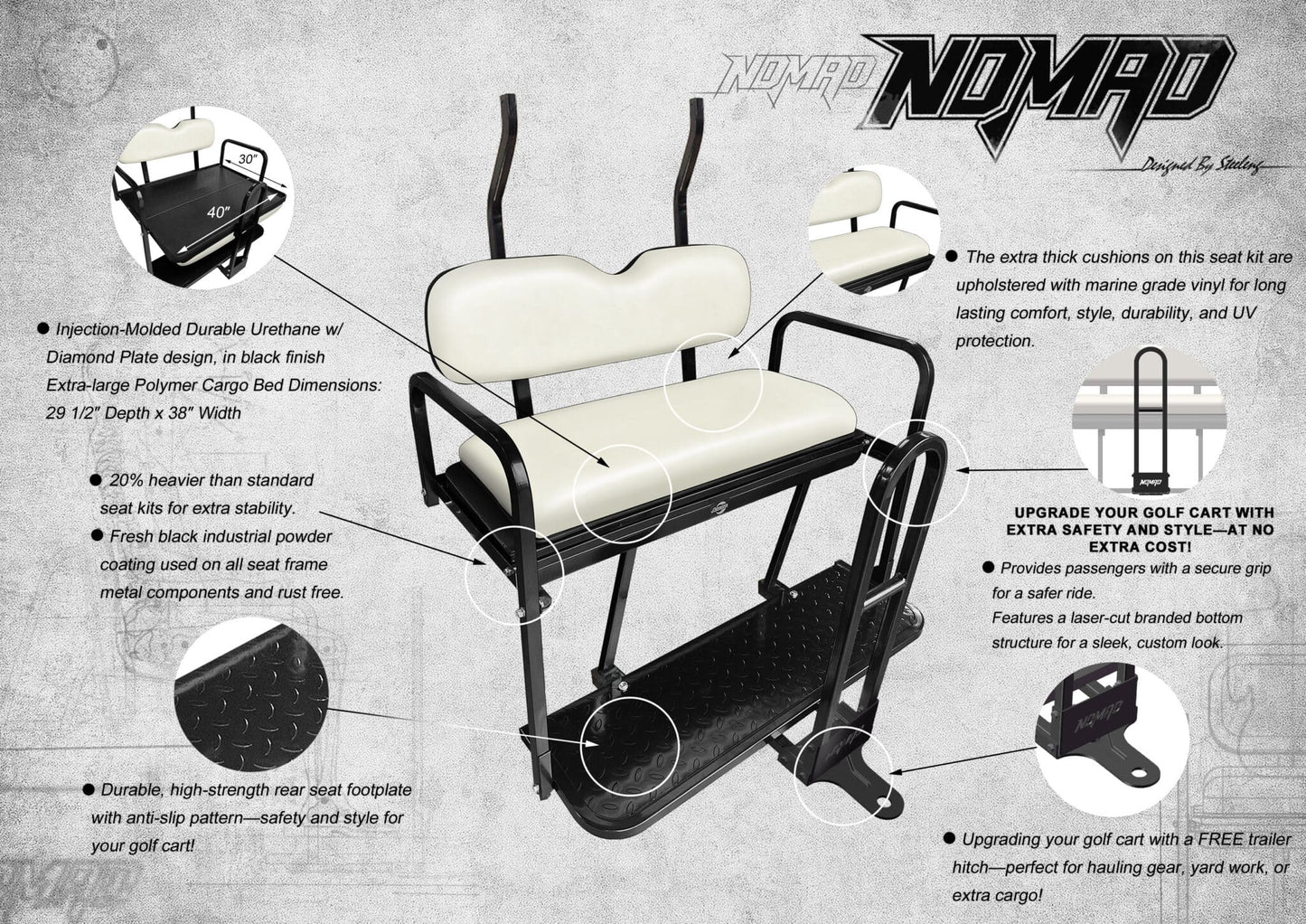 NOMAD Rear Flip Seat Frame only for Club Car DS (1982-2000.5)