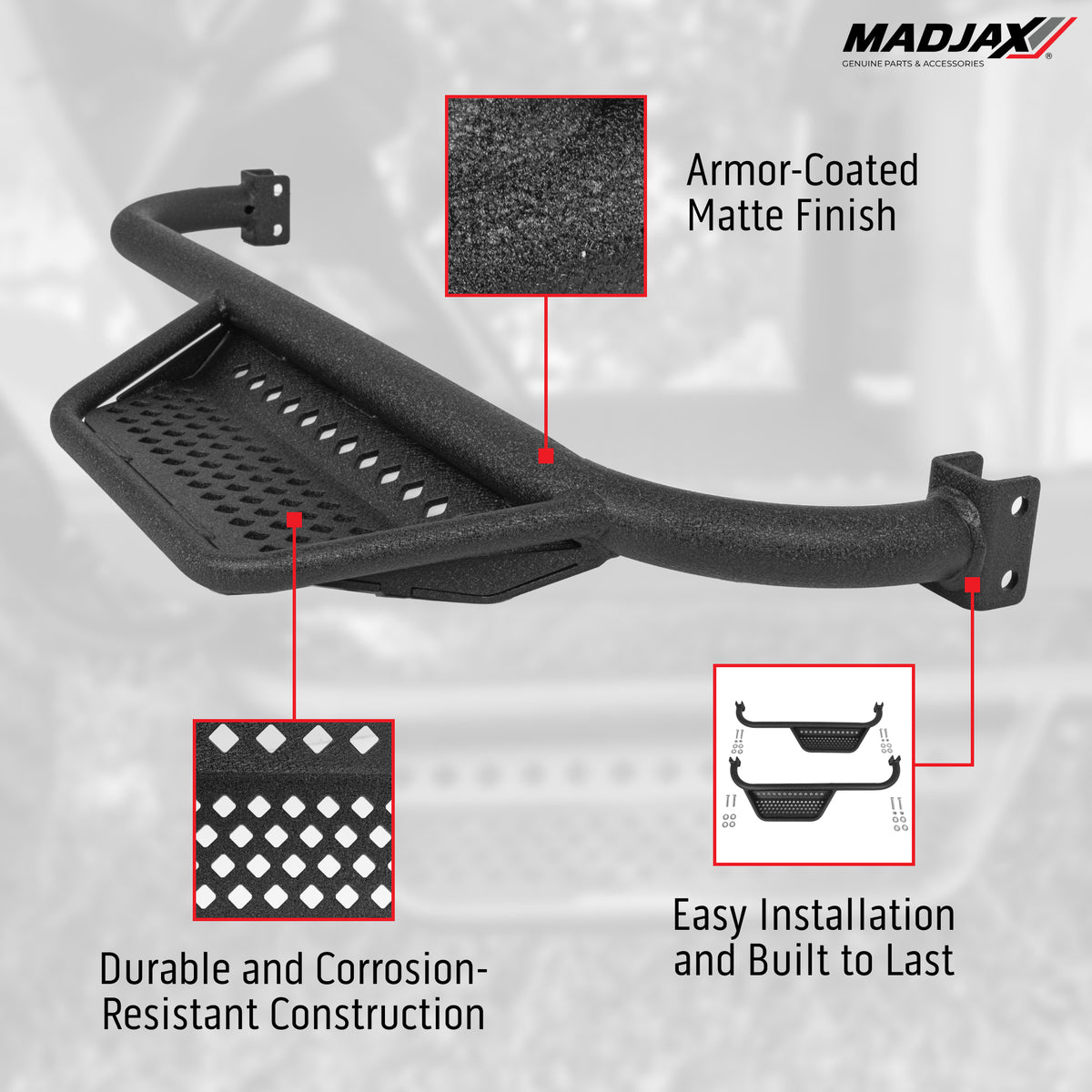MadJax® Yamaha G29/Drive Armor Nerf Bar with Drop Down Side Step and Brackets