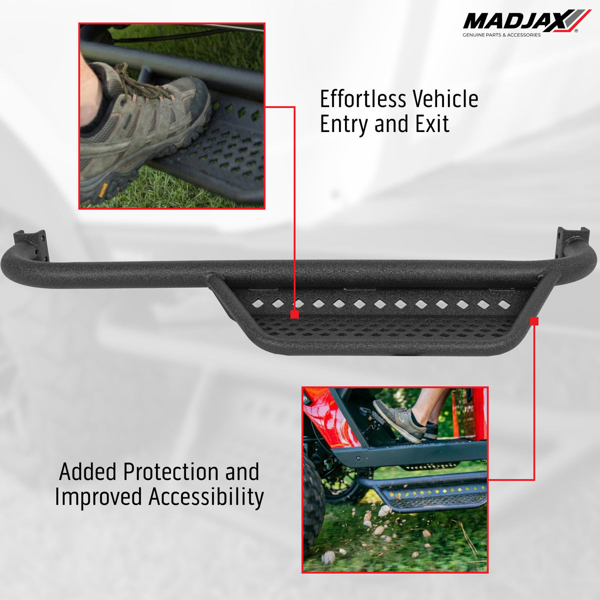 MadJax® EZGO RXV Armor Nerf Bar with Drop Down Side Step and Brackets